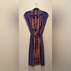VTG Handmade Multi Rainbow Colored Dress with Tye